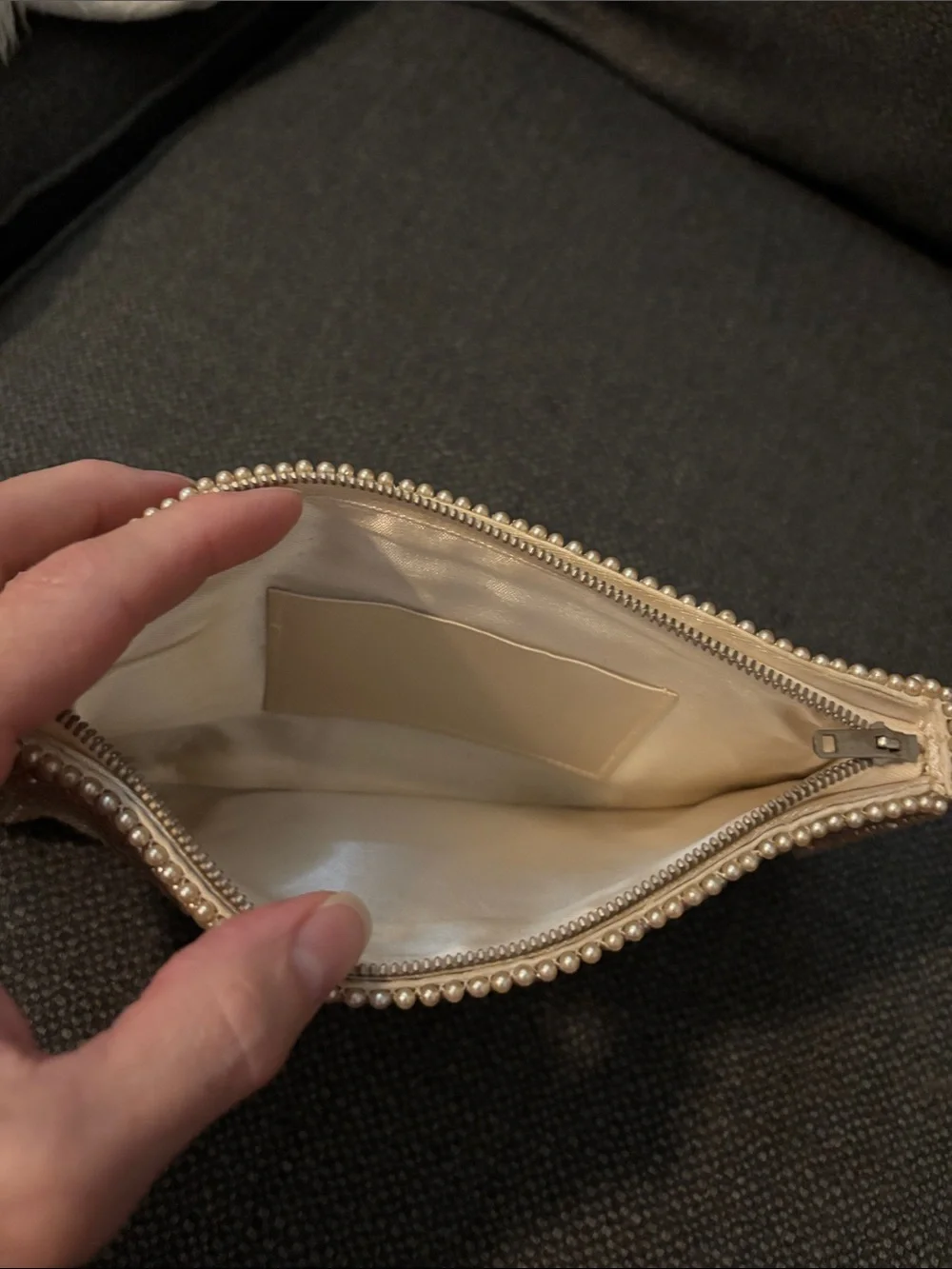 Vintage ivory beaded clutch